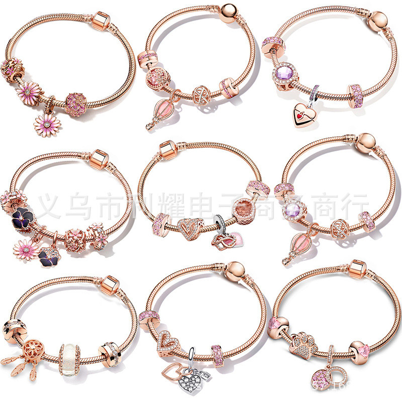 Pandora, Hollow Galaxy Rose Gold Series Daisy Series ทานาบาตะวันวาเลนไทน์สร้อยข้อมือผลิตภัณฑ์สําเร็จรูป