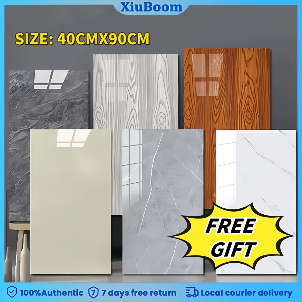 【ของขวัญฟรี】สติกเกอร์ไวนิลลายไม้สดใสติดด้วยตนเอง กันน้ำ กันลื่น ตกแต่งกระเบื้อง ขนาด 40X90 ซม.