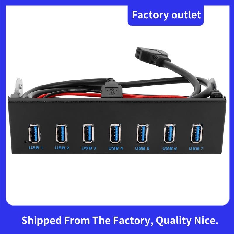 7 พอร์ต USB 3.0 Hub 5Gbs 5.25 นิ้ว CD-ROM ไดรฟ์ Bay CD ROM แผงด้านหน้าสําหรับคอมพิวเตอร์ + USB 3.0 1