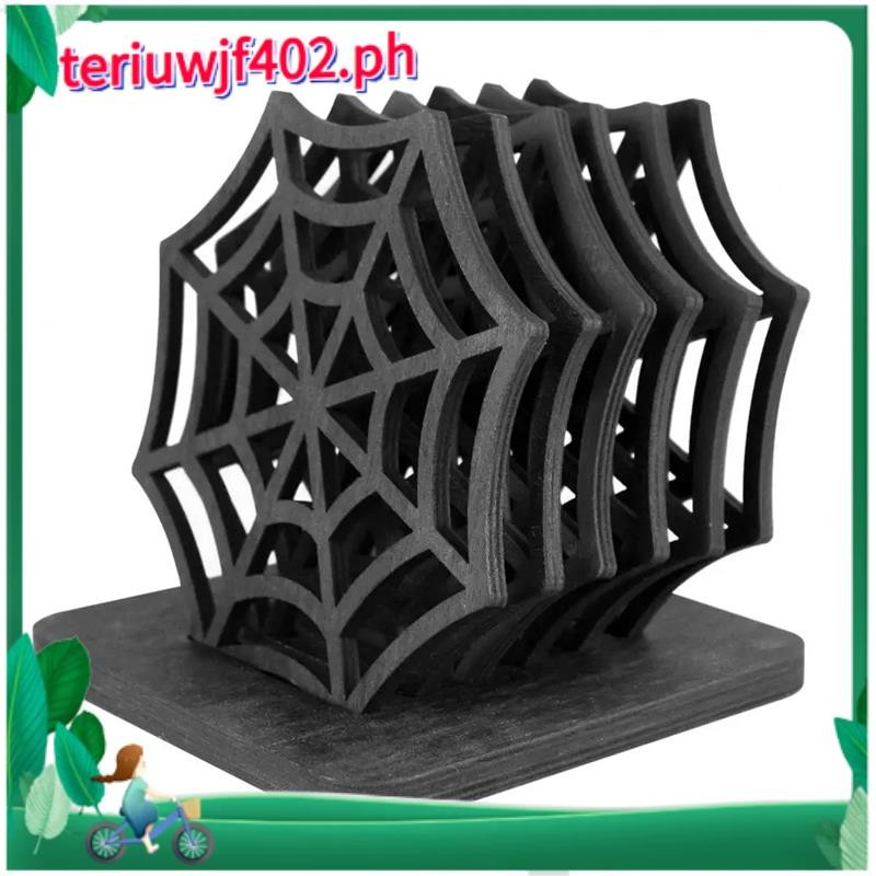 Spider Coaster Table Decor Spooky Spider Web Coasters Festive Halloween Table Placemats สําหรับตกแต่