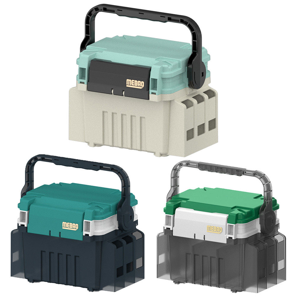 MEBAO Double Layer Fishing Tackle กล่องพร้อมที่จับตกปลา Carrier ความจุขนาดใหญ่แบบพกพามัลติฟังก์ชั่นสําหรับตกปลากลางแจ้ง