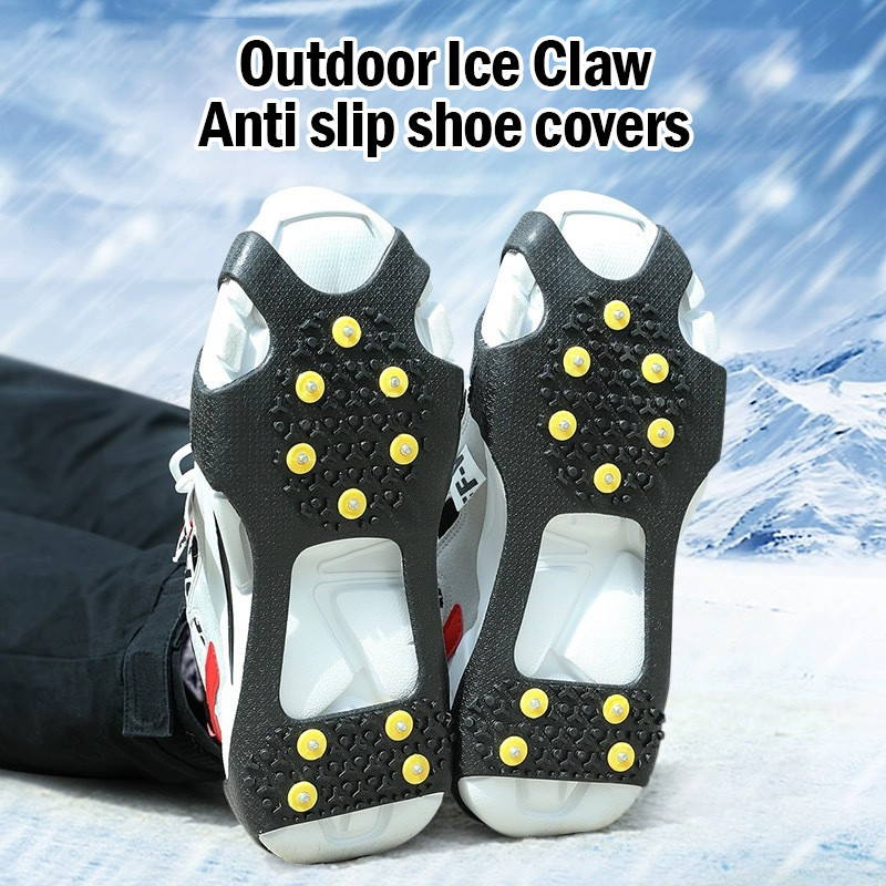 snow grip แผ่นยางกันลื่นบนพื้นหิมะ สายรัดรองเท้ากันลื่น แผ่นสตั๊ดติดรองเท้า รองเท้าหิมะ หมุดเหล็ก เดินบนหิมะ