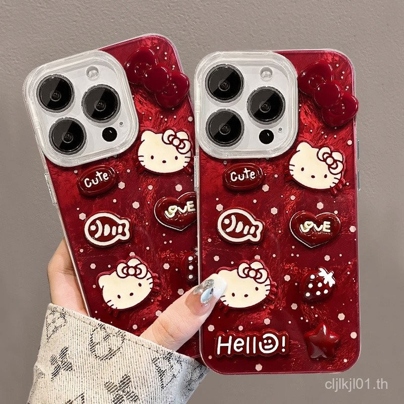 เคสโทรศัพท์ลายแมว 3D น่ารักสำหรับ iPhone 16 15 14 13 Pro