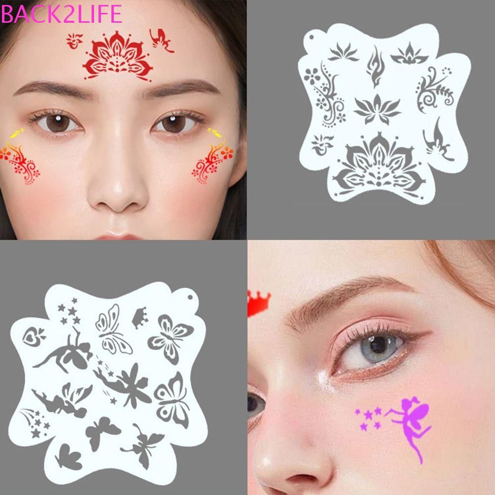 Back2life แม่แบบสีใบหน้า, คัดลอกลายฉลุ Hollowed DIY Body Art สีลายฉลุ, นํากลับมาใช้ใหม่ DIY Craft Stamping ตกแต่งแต่งหน้าภาพวาดแม่แบบเครื่องมือแต่งหน้า