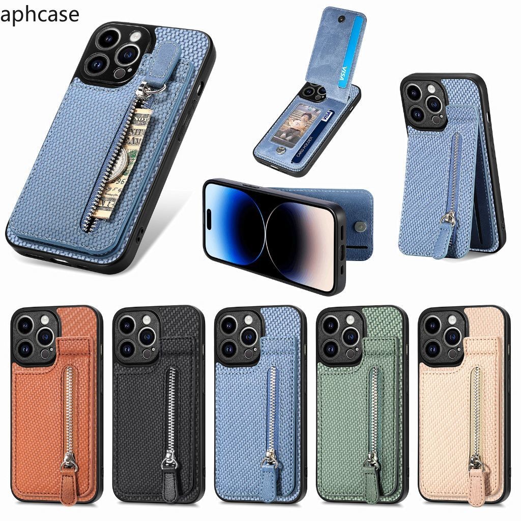 Flip Wallet Cover สําหรับ iPhone 14 13 12 Pro Max 14Plus 13 Mini 11 Pro ไฟเบอร์หนังผู้ถือบัตร Soft Slim เคสโทรศัพท์ปลอก