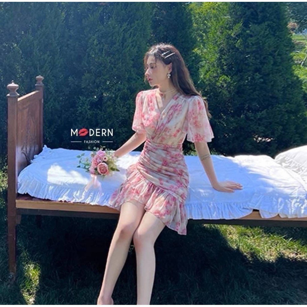 มินิเดรส พิมลายสีหว๊านนหวานน่ารักมาก ป้ายModern