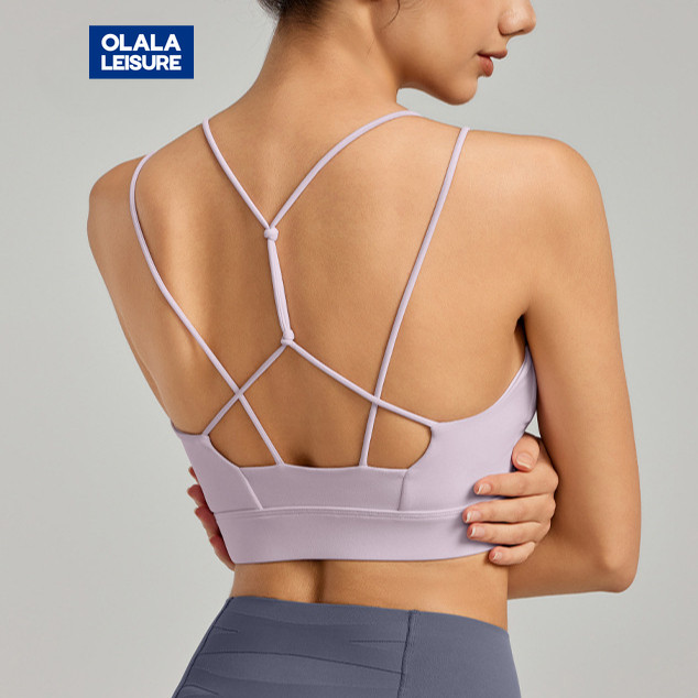 Yoga Sports Bra Fixed Pads Sexy Back Cool Fabric Medium Support