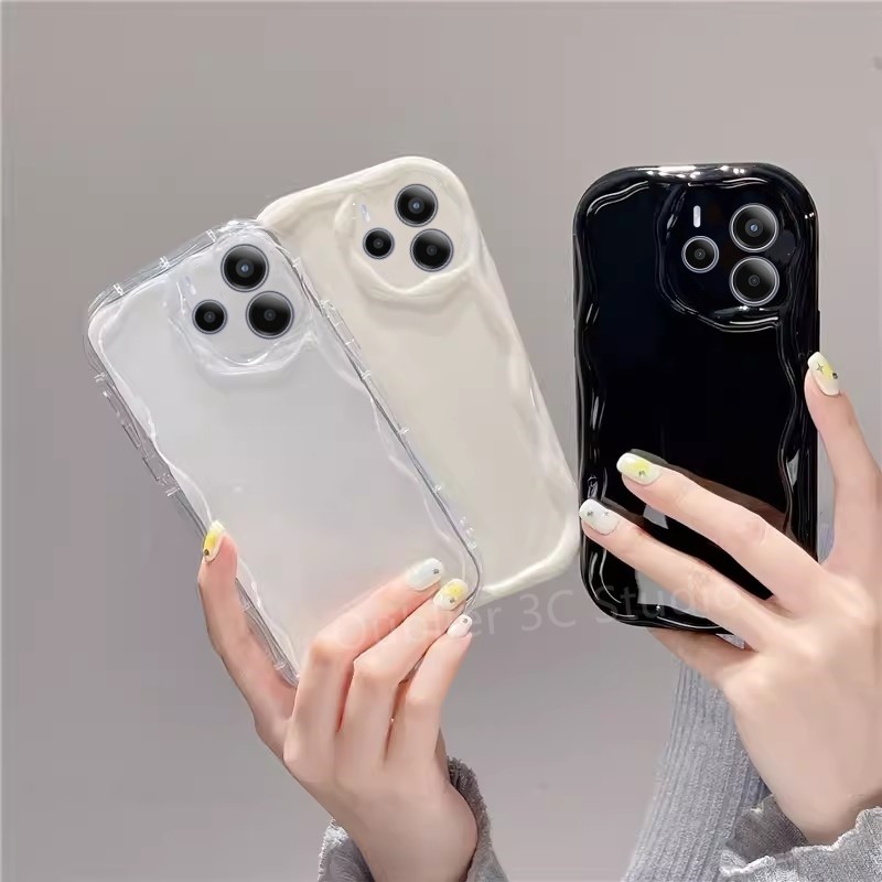 เคส ปลอก Redmi Note 14 Pro + Plus 5G 4G เคสโทรศัพท์ดีไซน์ใหม่สีทึบเรียบง่ายครีมเคลือบเงาการป้องกันเลนส์ปกอ่อนโปร่งใส 2025
