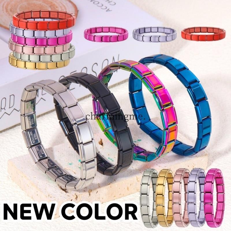 แฟชั่นการออกแบบใหม่สีเคลือบอิตาลีโมดูลสร้อยข้อมือ9มิลลิเมตรความกว้างสแตนเลสผู้ชายผู้หญิงเครื่องประดับ