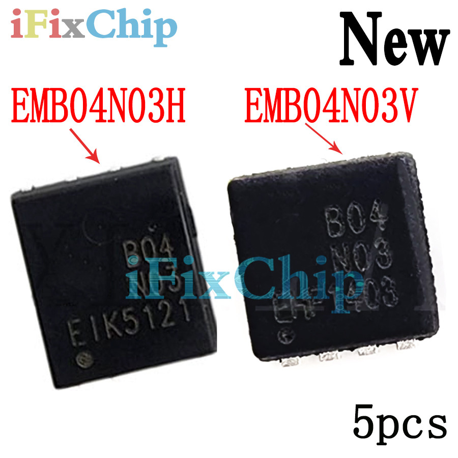 5 ชิ้น EMB04N03H ยี่ห้อ EMB04N03 B04N03 EMB04N03V B04n03v QFN-8 ชิปเซ็ต tta