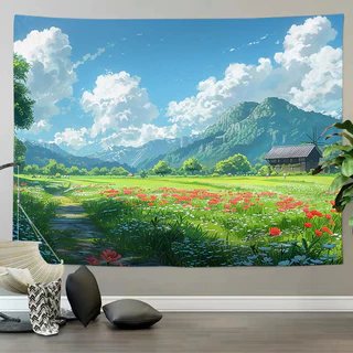 ผ้าพื้นหลังภูมิทัศน์ธรรมชาติที่สวยงาม สไตล์อินสตาแกรม ตกแต่งห้องนอน ผ้าแขวน ผ้าทอหอพัก