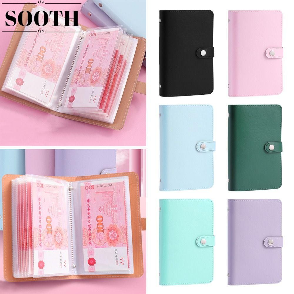 Sooth 100 ซองเงินประหยัด Challenge ประหยัดเงินความจุขนาดใหญ่ Mini Binder Saving Challenge, ตลกกันน้ํา PU Reusable Saving Challenges หนังสือคนรัก