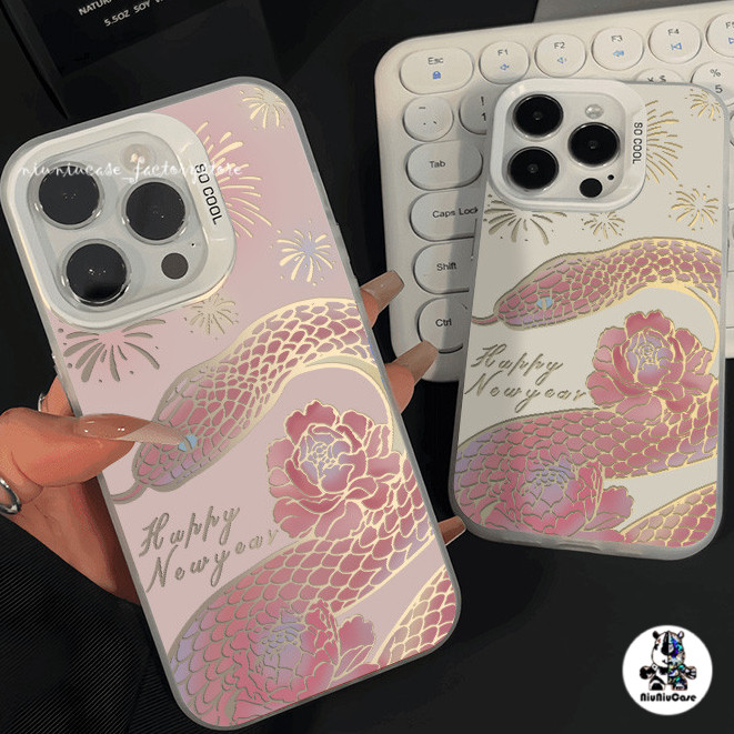 เคส ดอกไม้ไฟงู เคสไอโฟนหรูหราไฮโซ For iPhone 11 13 12 14 15 16Pro 8P 7P X XR XS Max SEเคสโทรศัพท์ กันกระแทก ป้องกันการตก