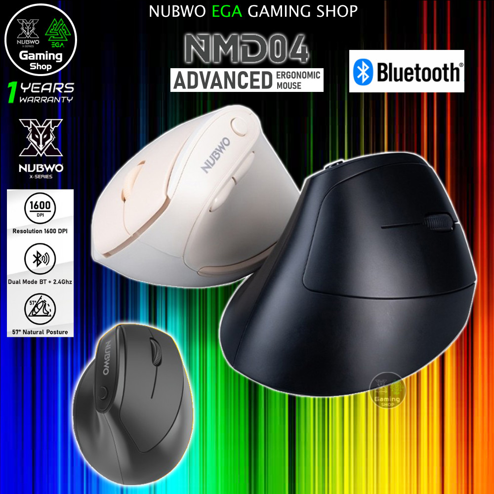 🎮 GAMING NUBWO NMD04 Advanced Ergonomic Mouse เชื่อมต่อผ่าน Wireless และ Bluetooth NMD-04