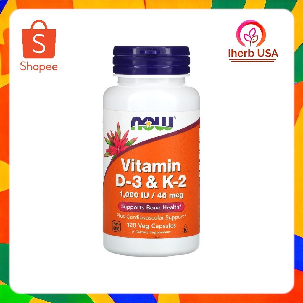 NOW Foods, Vitamin D-3 & K-2, 120 Veg Capsules