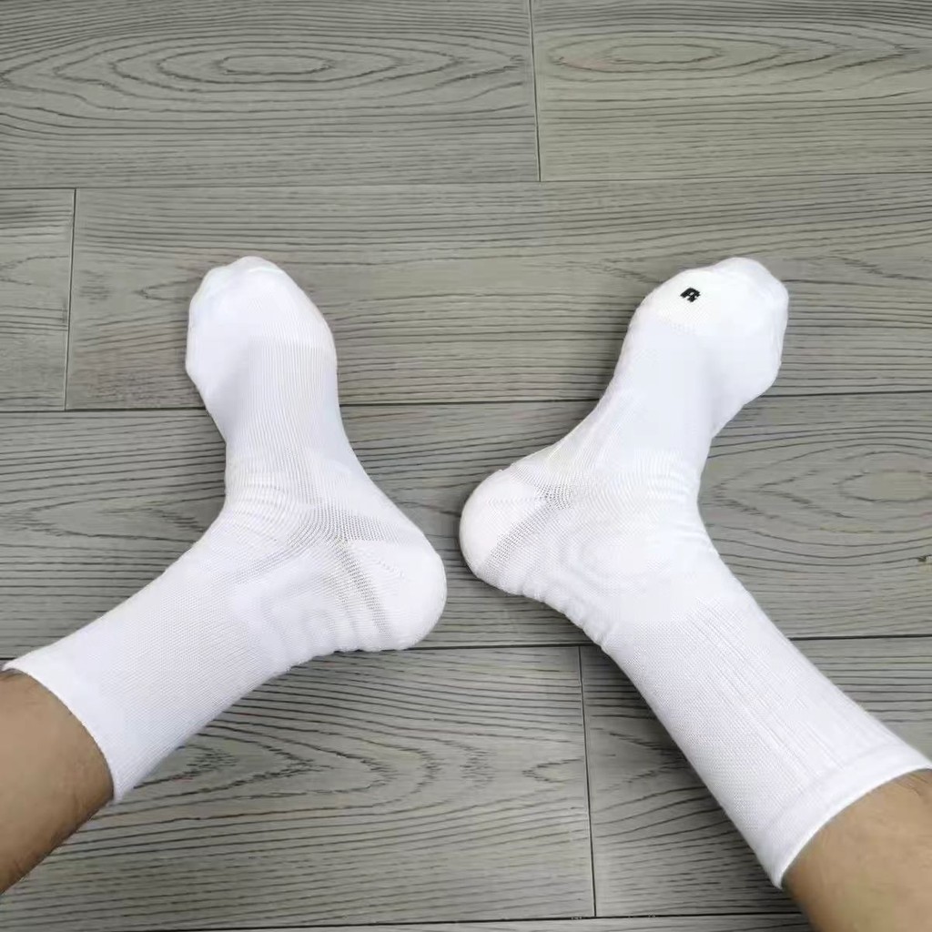 ถุงเท้าบาสเก็ตบอล Air สีดำสีขาวยาวสุดยอดสำหรับการฝึกซ้อมและเล่น ระงับกลิ่นกาย - รูปที่ 7