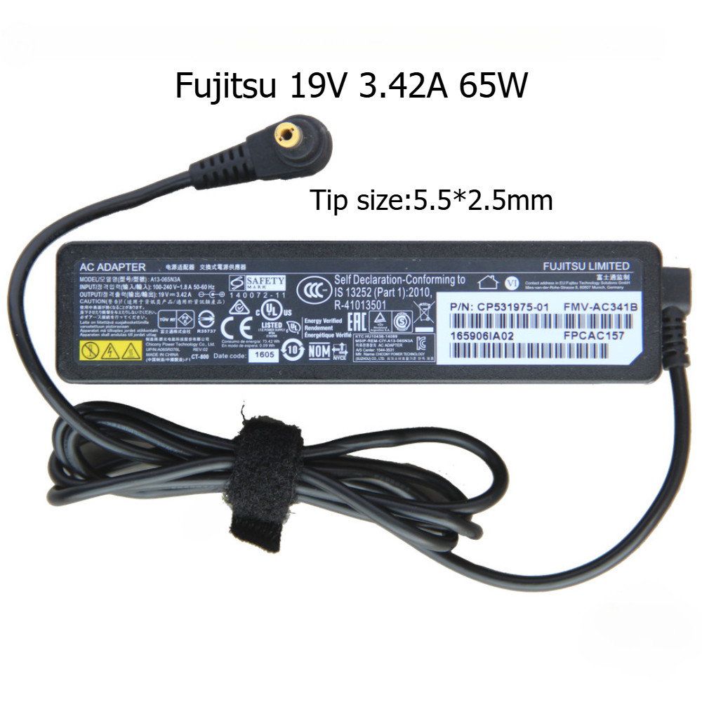 Fujitsu 19V 3.42A 65W ปลายแหล่งจ่ายไฟขนาด 5.5*2.5 มม.สําหรับ 8310 L1010 LH700 LH772