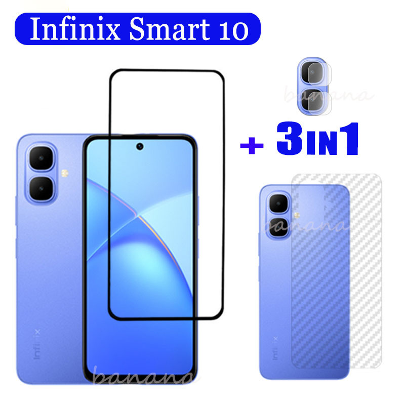 สําหรับ Infinix Smart 10 กระจกนิรภัยป้องกันหน้าจอ Infinix Smart 9 X6725 ฟิล์มเลนส์กล้อง + ฟิล์มด้านหลัง