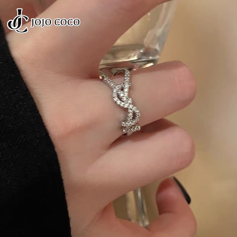 แหวนเปิดเพทาย JOJO COCO Letter สำหรับผู้หญิง สไตล์แฟชั่นน่ารัก