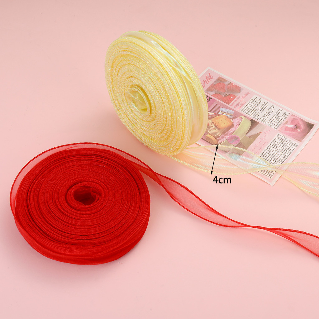 9 เมตรสีชีฟองปลาริบบิ้นผ้าไหมสำหรับตกแต่งช่อดอกไม้และบรรจุภัณฑ์ของขวัญ
