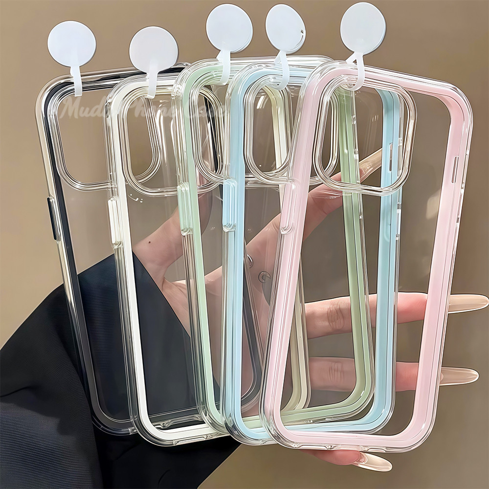 เคสมือถือขอบสีโปร่งใส กรณี DIYใส่รูปภาพได้ case for iPhone 16Pro Max 15PLUS/14/13/12 Pro Max/11 pro/XS Max/XR/X|8/7 Plus