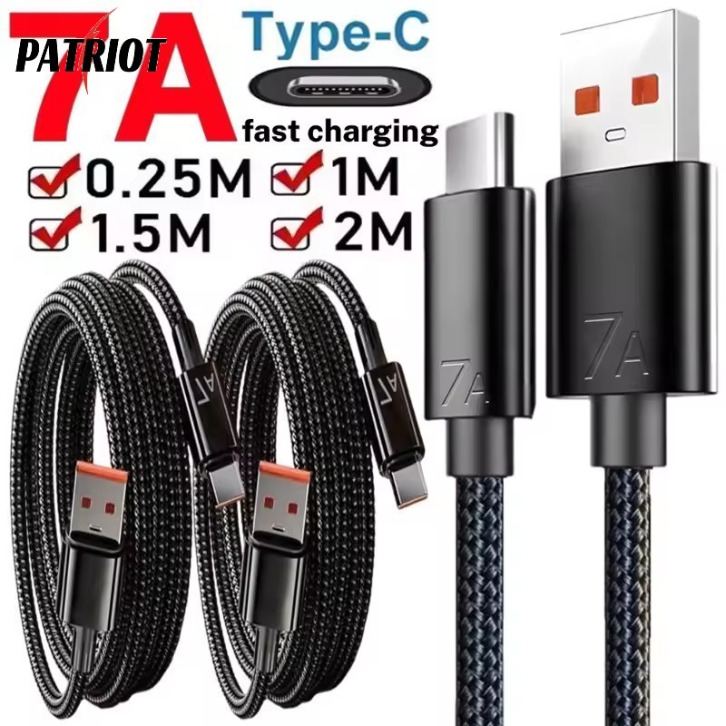 [AUTO & 3C]7A Fast Charging สาย USB C 120W ไนลอนถัก 25 ซม./1 M/1.5 M/2 M สายชาร์จทนทานสําหรับโทรศัพท์แท็บเล็ตอุปกรณ์ Type-C