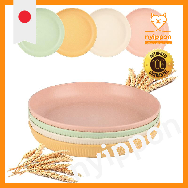 INGOO Straw Plates Plastic Dinner Plates Unbreakable Lightweight Dishwasher Safe Microwave Safe Set 