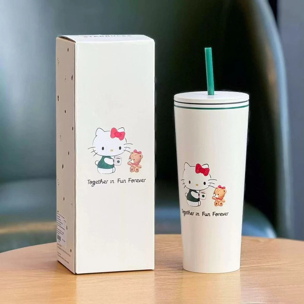 ‌"แก้วฮัลโลคิตตี้ ร่วมกับสตาร์บัคส์ 473มล. เก็บความเย็นร้อน24ชั่วโมง แถมหลอดสแตนเลส