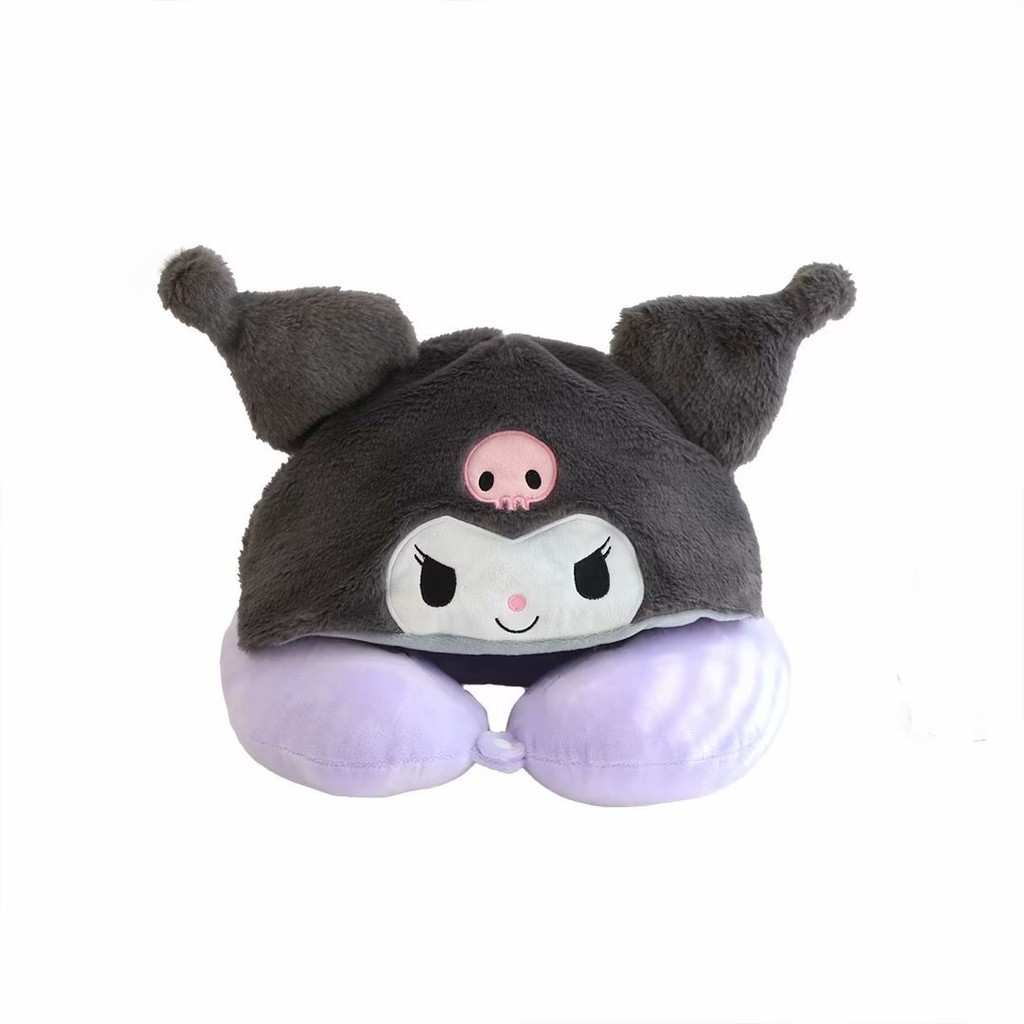 หมอนเดินทางคอ Kuromi My Melody Cinnamoroll พร้อมฮูด รองรับศีรษะรูปตัว U Pachacco PomPom Puri