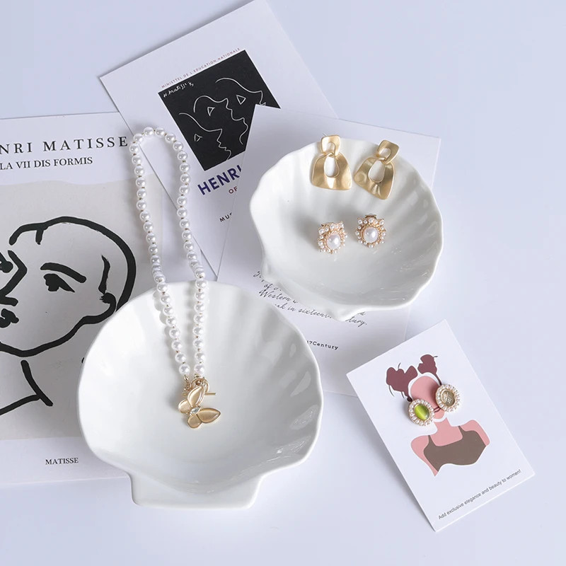 เปลือกรูปร่างจานเซรามิกจานเครื่องประดับจานขนาดเล็กสาวหัวใจเครื่องประดับยืนแสดงขนมขบเคี้ยวชามบนโต๊ะอาหาร - รูปที่ 7