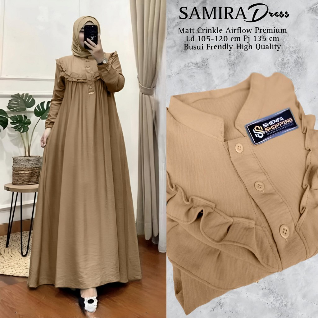 ใหม่ล่าสุด CRINKLE AIRFLOW GAMIS 2025 SIMPLE ELEGANT MUSLIM WOMENS - MUSLIM EID CLOTHES
