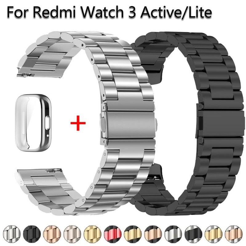 เคส TPU + สายโลหะสําหรับ Redmi Watch 3 Active/Lite สายรัดข้อมือสแตนเลสสําหรับ Xiaomi Redmi Watch 3 Lite Watchband