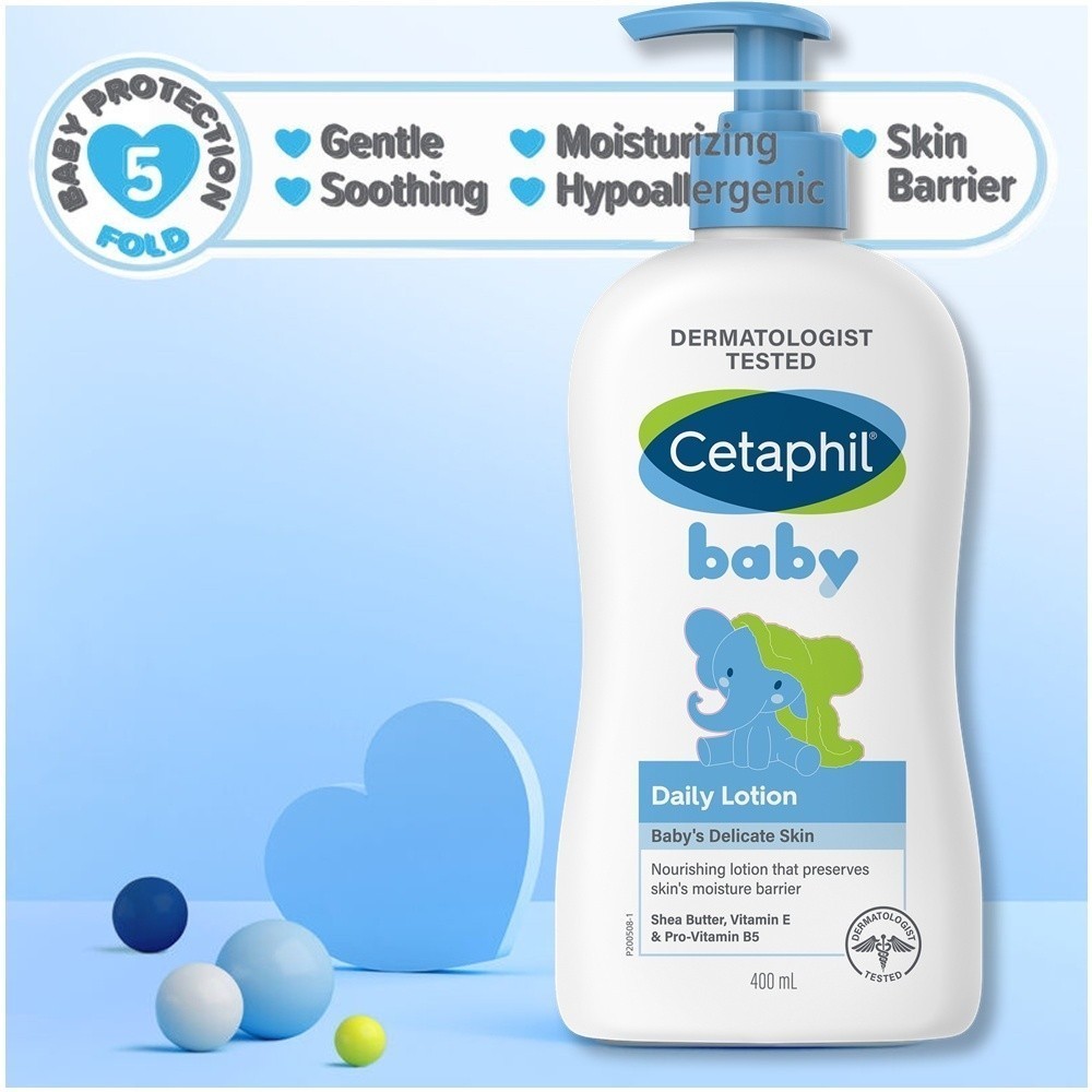 【2ชิ้น โปรโมชั่น】 Cetaphil Baby Daily Lotion&Baby Gentle Wash & Shampoo With Pump โลชั่นบำรุงผิวสำหรับเด็ก 400 ml. ครี