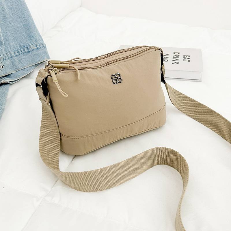 bag_1(BAG2283) กระเป๋าสะพายข้างผ้าไนล่อนมี4ช่องซิป ทรงสีพื้น-ขนาด 10 นิ้ว