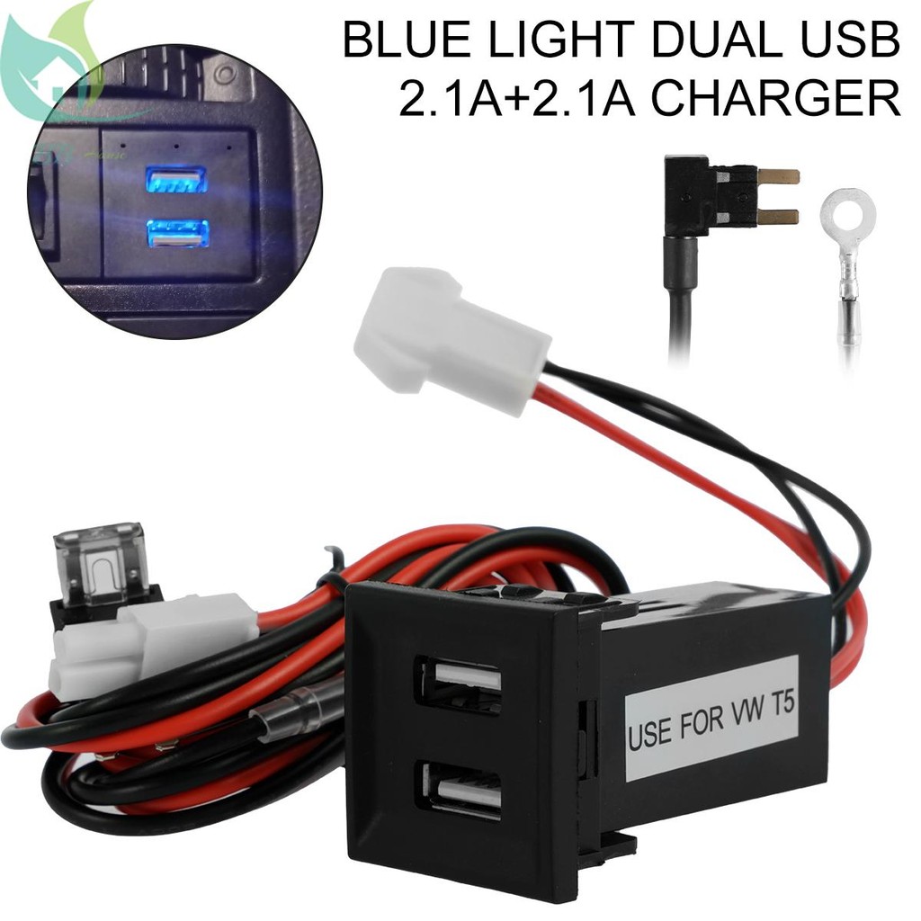 Dual USB Phone Charger Socket ใช้งานร่วมกับ Transporter T5 2003-2009 Car Charger Power Socket SHOPQJ