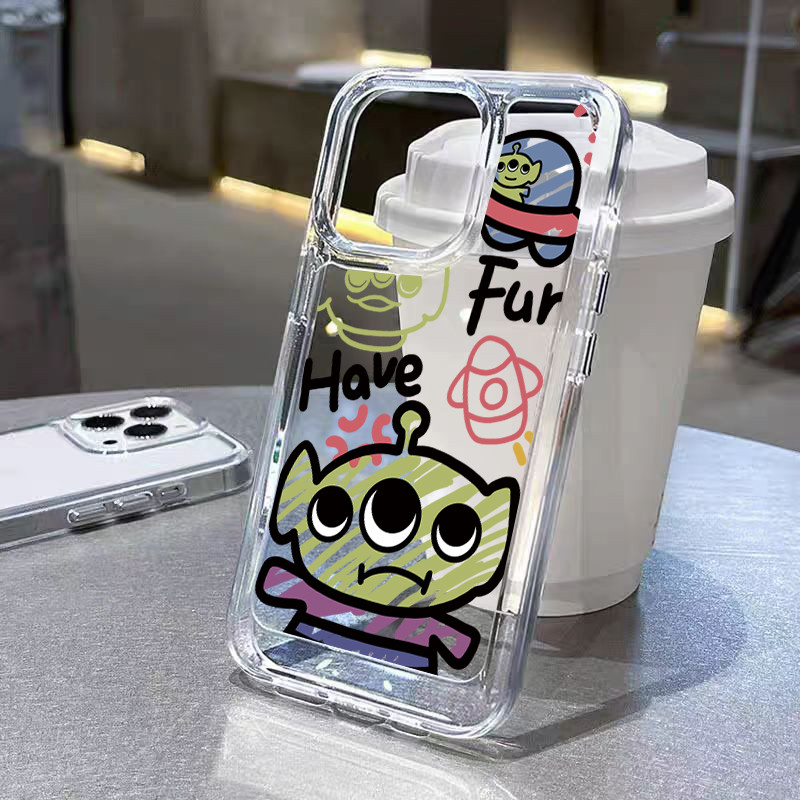 ส่งจากไทย ปุ่มชุบไฟฟ้า TPU นิ่มกันกระแทกเคสโทรศัพท์ for iPhone11 12 13 14 15ProMax XR XS X 7 8P เอเลี่ยน