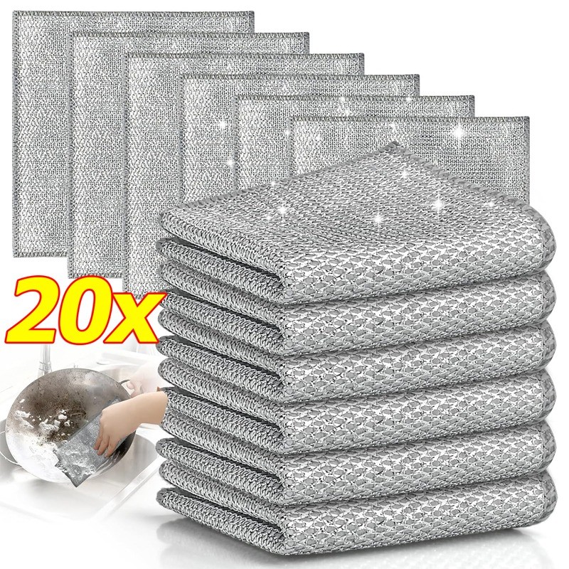 5/10/20ชิ้นครัวลวดเหล็กเศษผ้า/ผ้าล้างจานสองด้าน/ลวดเหล็กซักผ้าผ้า