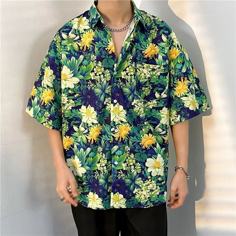 เสื้อฮาวาย เสื้อเชิ้ตสงกรานต์ลายดอก hawaiiสไตล์เกาหลี M-3XL 100 แบบ รุ่น T48 ราคา ถูกที่สุด ดีลบีเคเค แกลเลอรีภาพที่ 3