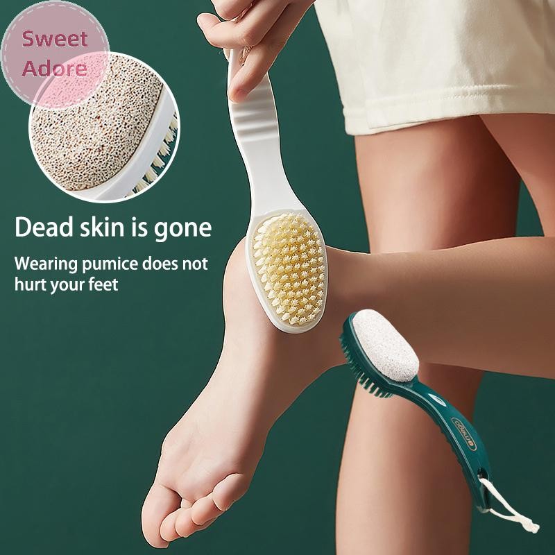 Sweetadore 2-in-1 แปรงขัดเท้าเครื่องมือดูแลเท้าส้นรองเท้า Pedicure เครื่องมือขัดแปรง Pedicure เครื่องมือสองด้านเท้าบดหิน TH