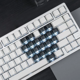 21 ชิ้นโปร่งใสรูปหัวใจ Keycaps Foggy สีดําสีแดง RGB Love Crystal Clear Backlit Keycap สําหรับคีย์บอร์ดแบบกลไก