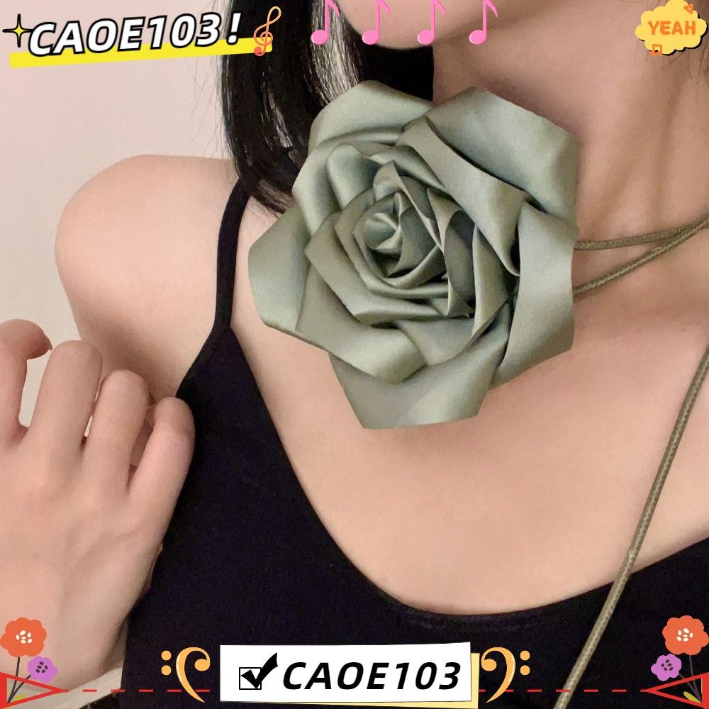 Caoe103 สร้อยคอคอลูกไม้กุหลาบ,บุคลิกภาพซาตินสร้อยคอChoker,แฟชั่นหรูหราสายคล้องคอแฟชั่นโซ่ร่างกายผู้หญิง