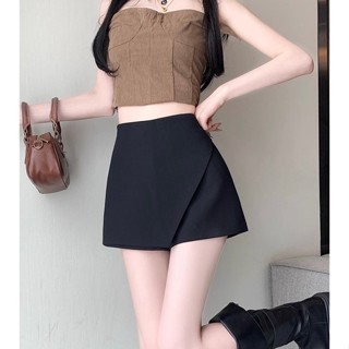 กางเกงกระโปรงผู้หญิง กางเกงกระโปรงขาสั้น ซิปข้าง สไตล์สาวทำง…