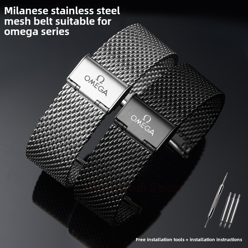 OMEGA Watch band Collection-ตาข่าย Milanese แท้สำหรับ Seamaster 300, Planet Ocean AT150, Omega x Swa