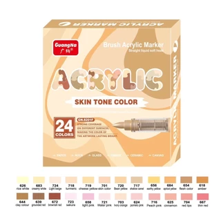 พร้อมส่ง🇹🇭 GuangNa ปากกาอะคริลิค หัวนุ่มหัวพู่กัน 12สี 24สี เขียนได้หลายพื้นผิว พร้อมส่งจากไทย