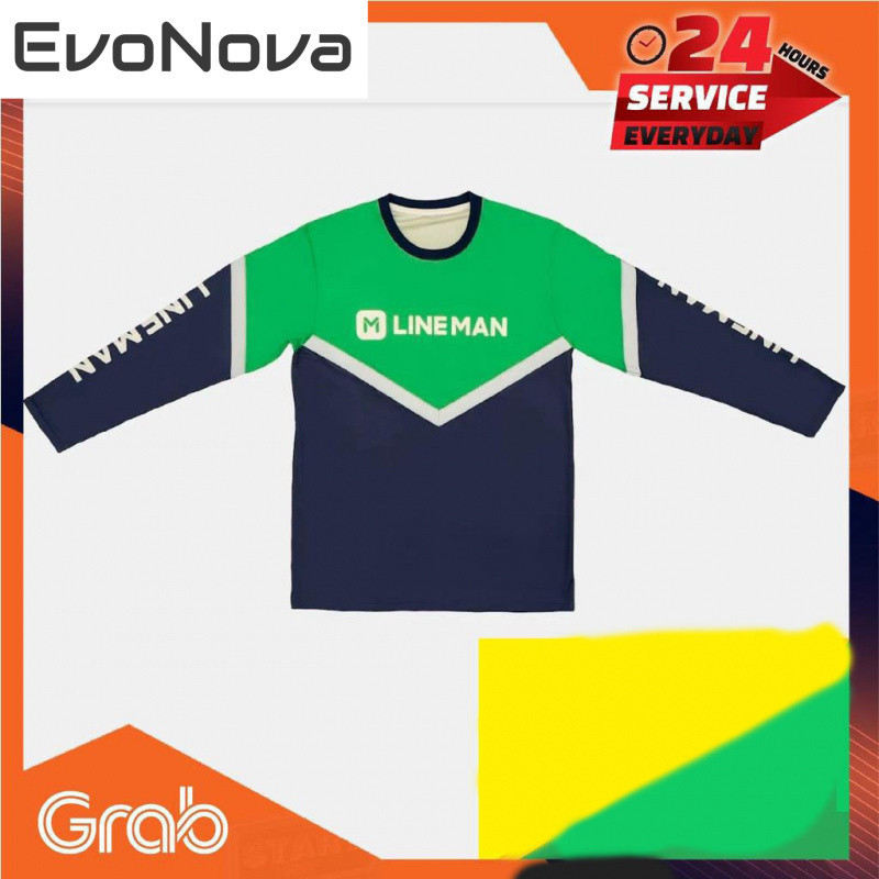 เสื้อ.LINE.MAN.แขนยาว TSHIRT สำหรับพนักงานจัดส่ง ระบายอากาศได้ดี แห้งไว และลดความชื้น