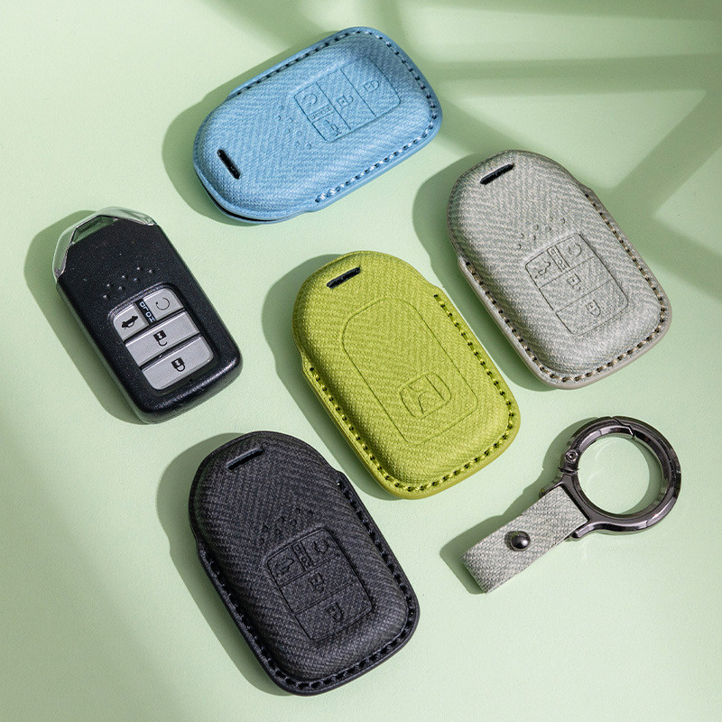 เคสกุญแจรถ Honda หนังไมโครไฟเบอร์ สำหรับ CRV HRV Civic Accord XRV URV ป้องกันรอยขีดข่วน พร้อมพวงกุญแจ