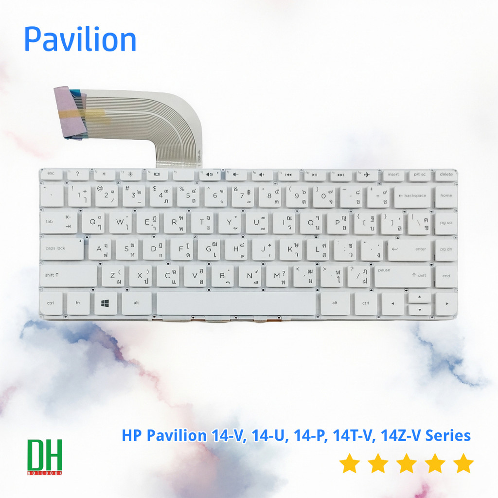คีย์บอร์ดโน๊ตบุ๊ค HP Pavilion 14-V, 14-U, 14-P, 14T-V, 14Z-V Series อะไหล่ OEM คุณภาพสูง TH/US มีไฟ สำหรับเปลี่ยน ซ่อม