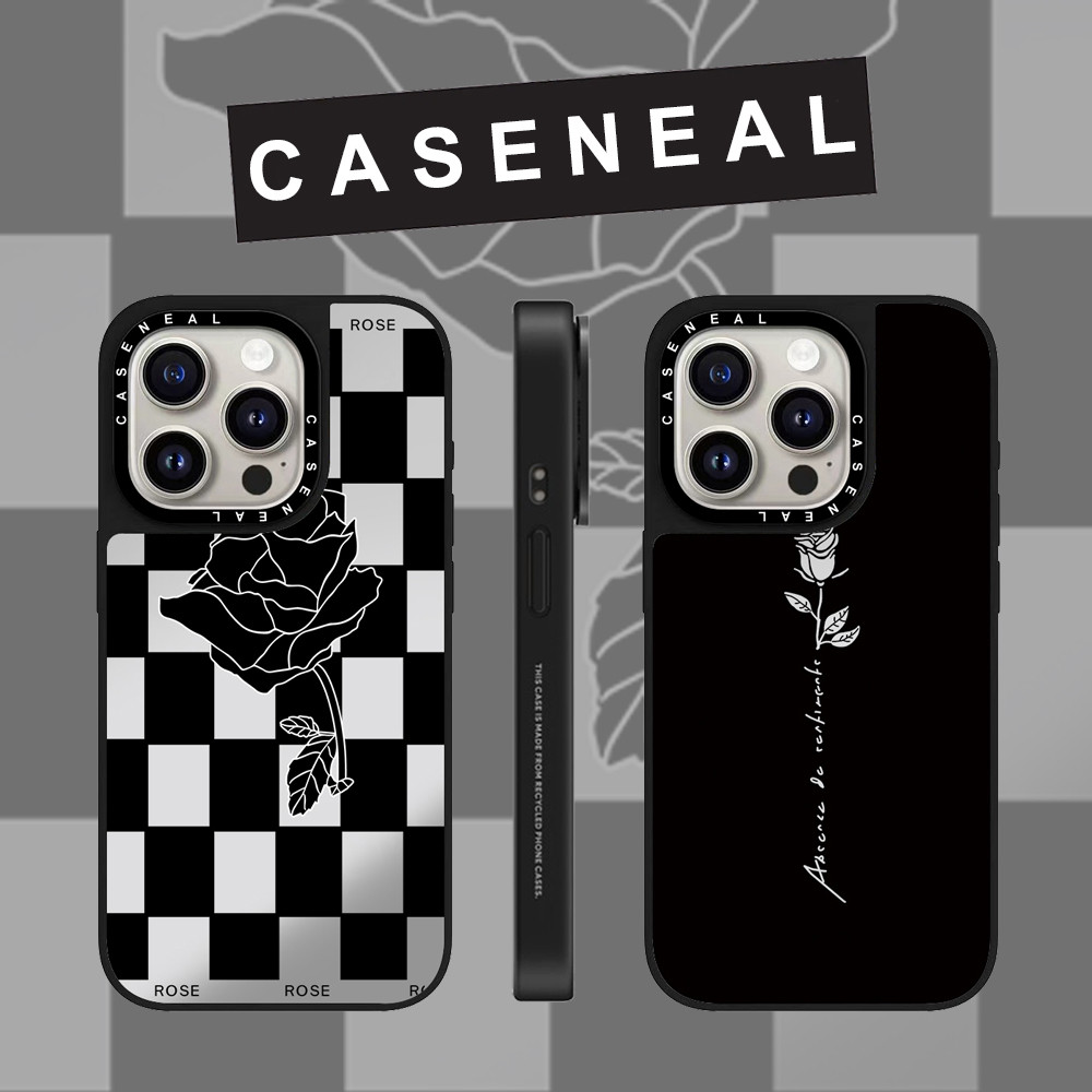 CASENEAL ตาราง Rose อังกฤษกระจกเคสโทรศัพท์สําหรับ iPhone 16 Pro Max 15 Plus 14 ProMax 13 12Pro 11 โทรศัพท์กันกระแทกขอบนุ่มฮาร์ดป้องกันกรณี