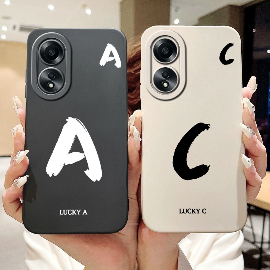 สําหรับ Oppo A58 4G CPH2577 2025 Lucky จดหมายเริ่มต้นเคสโทรศัพท์ Oppo A58 4G เลนส์ป้องกันกรณีซิลิโคน