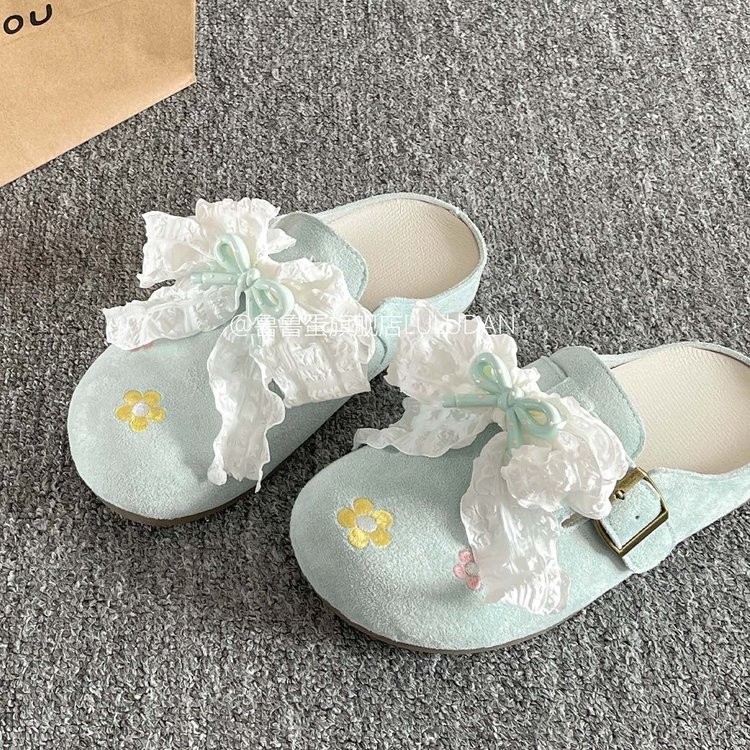 รองเท้าส้นแบนแฟชั่นสตรี ทำจากหนัง Nubuck แบบหุ้มข้อด้านหน้าและสวมได้ง่าย